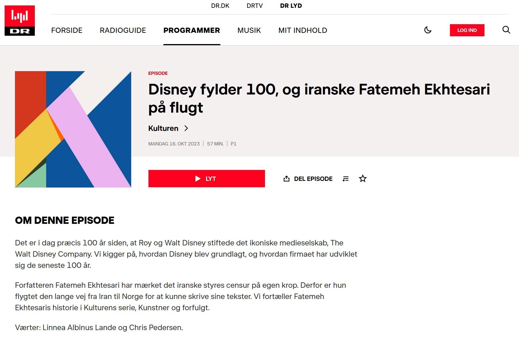 Disney fylder 100, og iranske Fatemeh Ekhtesari på flugt